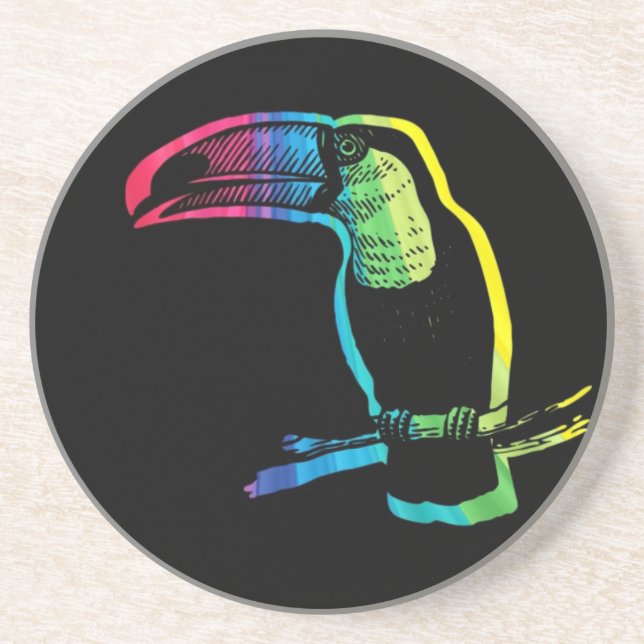 Posavasos Toucan arcoiris en negro (Frente)