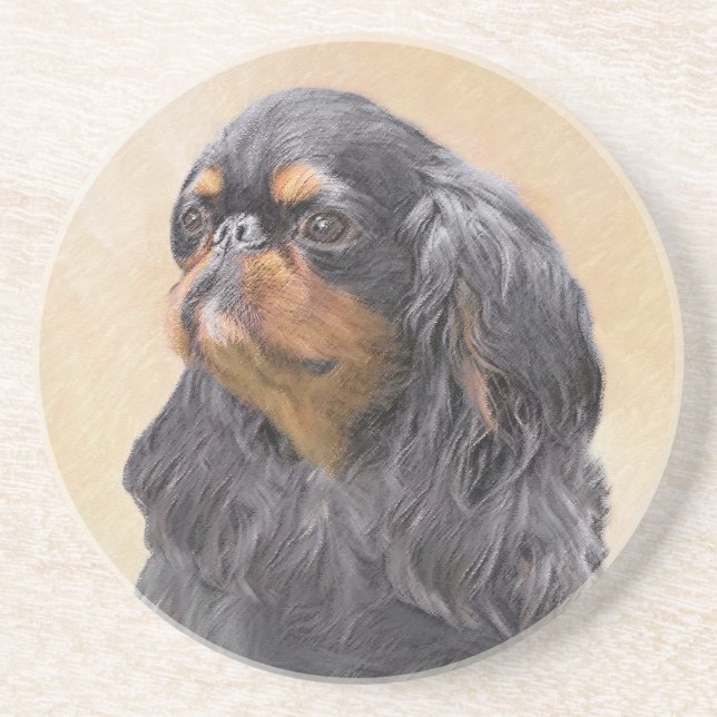 Posavasos Toy English Spaniel Pintura Original Arte Animal (Frente)