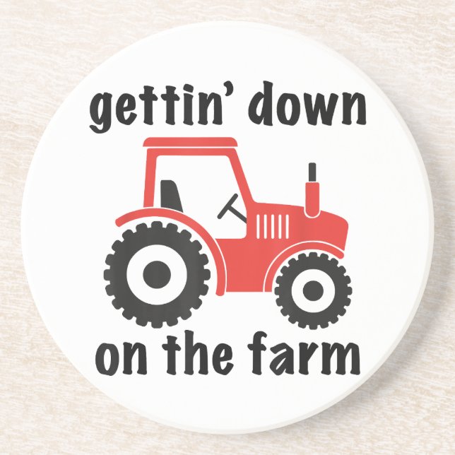 Posavasos Tractor bajando en el campo agrícola Barn Danc (Frente)