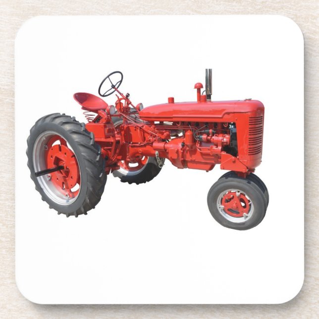 Posavasos Tractor del rojo del vintage (Frente)