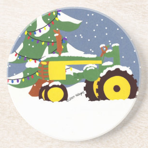 Posavasos Tractor navidad y montaña rusa de nieve