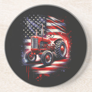 Posavasos Tractor Patriótico 4 de Julio Bandera Americana Gr