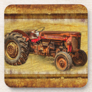 Posavasos Tractor rojo antiguo