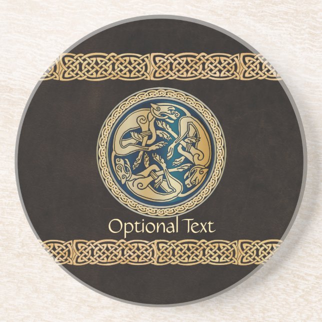 Posavasos Tradición de Knotwork de Lobo Celta (Frente)