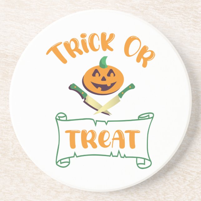 Posavasos Trampa o trate la cara de calabaza de Halloween (Frente)