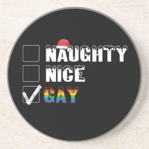 Posavasos Travieso Bueno Regalo de Navidad Gay Arcoíris Orgu