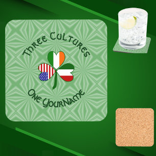 Posavasos Trébol Personalizado Ítalo Irlandés Americano