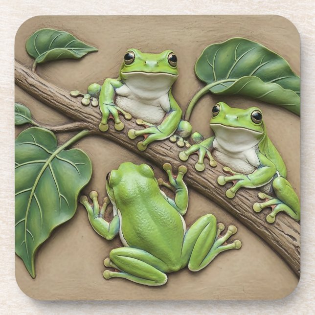 Posavasos Tree Frogs Hard plastic coaster (Frente)