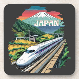 Posavasos Tren de bala japonés y el Monte Fuji