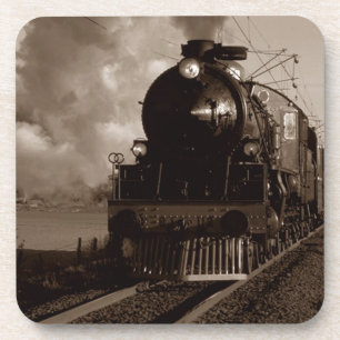 Posavasos Tren de la locomotora de vapor de la sepia del