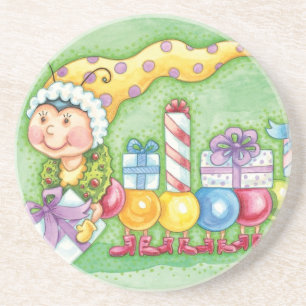 Posavasos Tren de oruga navideña linda con regalos