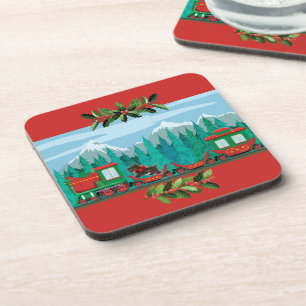 Posavasos Tren navideño rojo