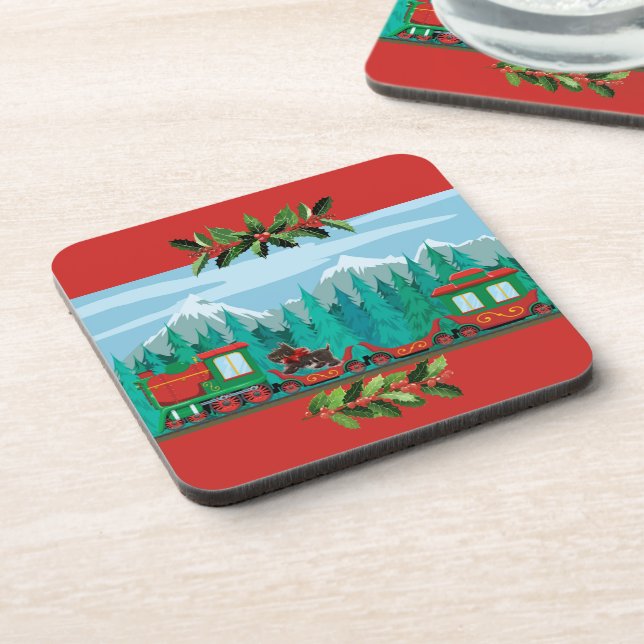 Posavasos Tren navideño rojo (Lado Izquierdo)