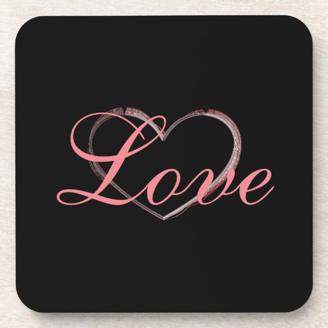 Posavasos Trendy Heart Grey Calligraphy Love Boda (Frente)