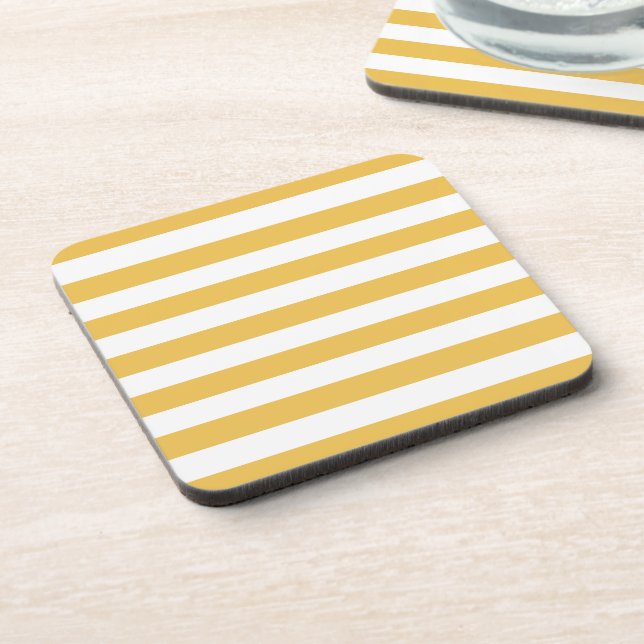 Posavasos Trendy Yellow and White Wide Horizontal Stripes (Lado Izquierdo)