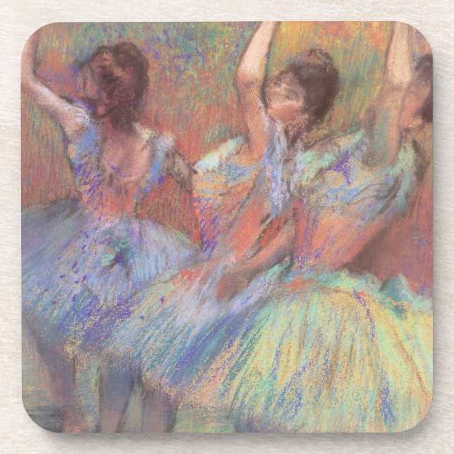 Posavasos Tres bailarinas de Edgar Degas, arte de ballet de  (Frente)
