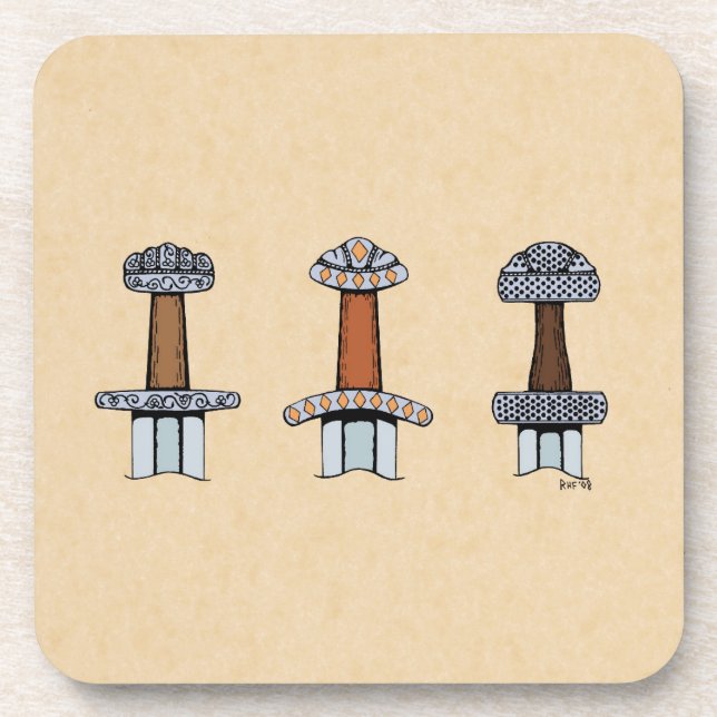 Posavasos Tres colinas de espadas vibrantes (Frente)