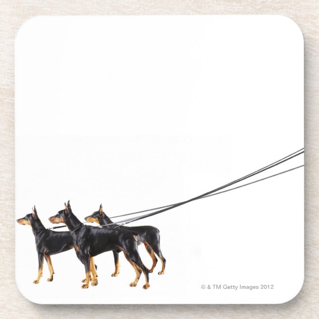 Posavasos Tres Dobermans en el correo (Frente)