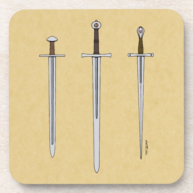 Posavasos Tres espadas medievales 2016 (Frente)