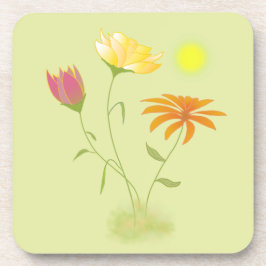 Posavasos Tres flores en el sol - transparente.