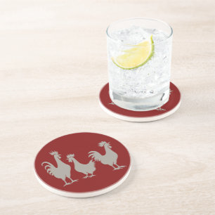 Posavasos Tres gallinas francesas Plantilla recortable estil