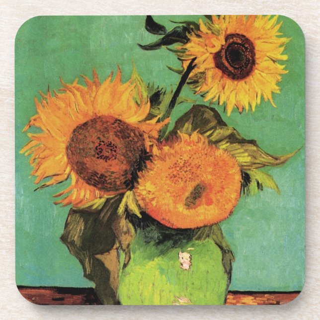 Posavasos Tres girasoles en una bolsa de Vincent van Gogh (Frente)