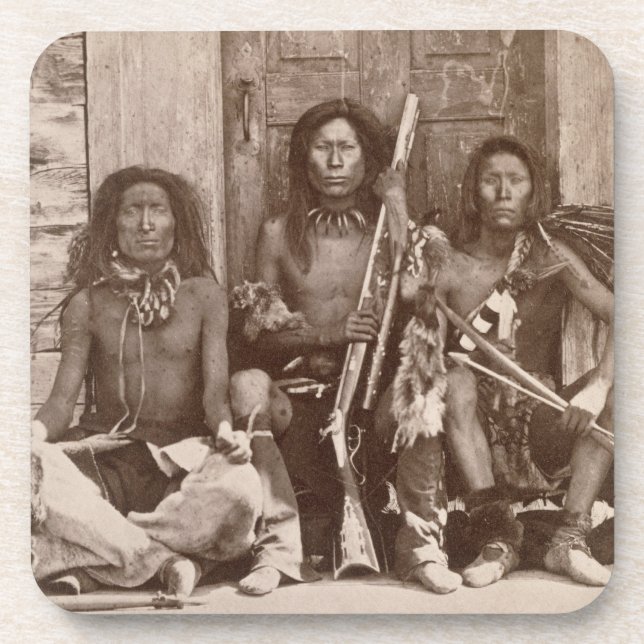 Posavasos Tres indio Braves, fotografiado por el inglés real (Frente)