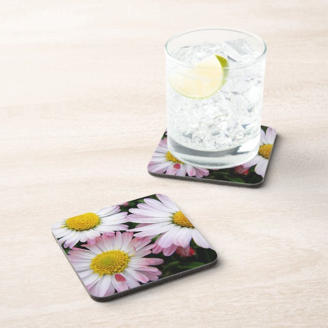 Posavasos Tres margaritas rosas y blancas (Lado Derecho)