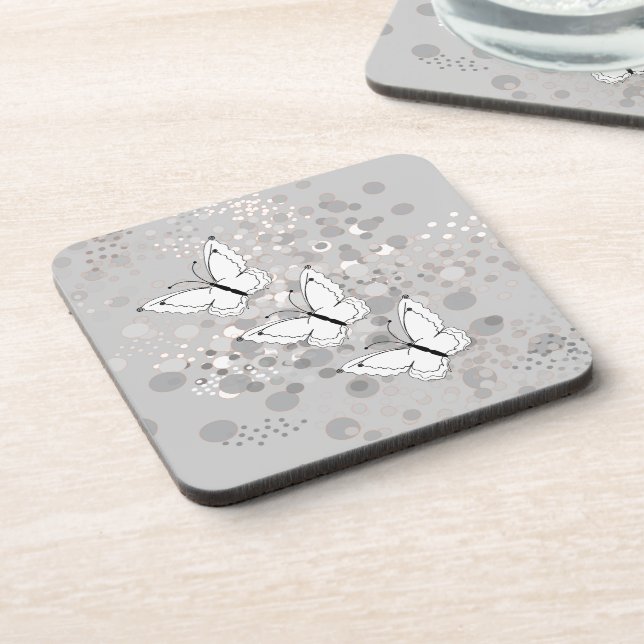 Posavasos Tres mariposas blancas (Lado Izquierdo)