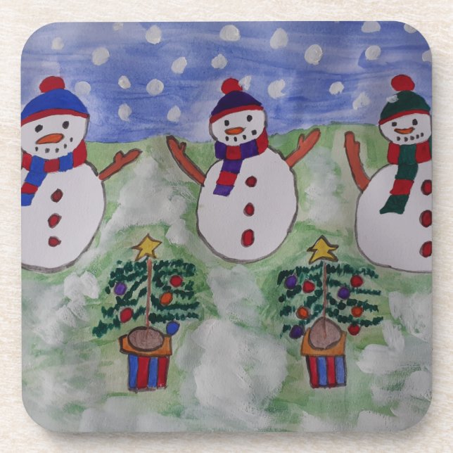 Posavasos Tres Navidades Snowmen (Frente)