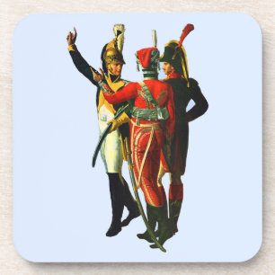 Posavasos tres soldados franceses alrededor de 1800