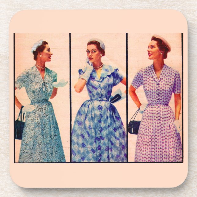 Posavasos tres vestidos de 1953 - ropa vintage (Frente)