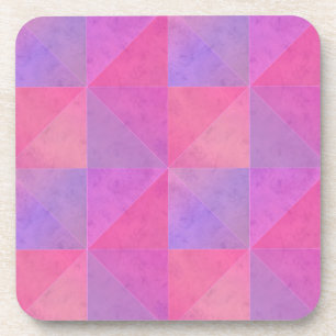 Posavasos Triángeles rosados y morados Arte acuarela moderno