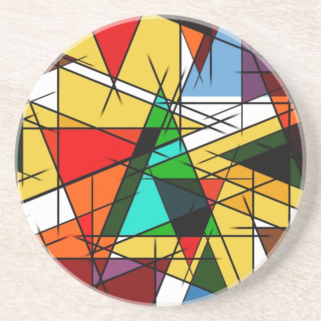 Posavasos Triángulo moderno geométrico colorido (Frente)