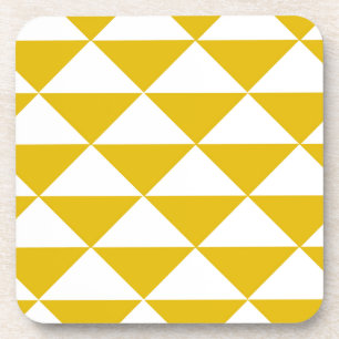 Posavasos Triángulos amarillos y blancos de oro