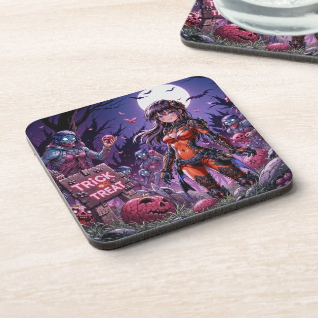 Posavasos Trick o Treat Halloween Zombis con el cerebro (Lado Izquierdo)