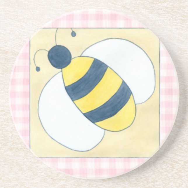 Posavasos Trío de abejas con flores (Frente)