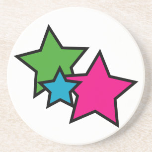 Posavasos Trío de estrellas de neón brillantes