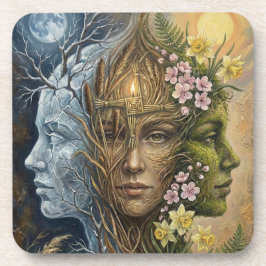 Posavasos Triple Goddess Winter to Spring Imbolc Fantasy Art