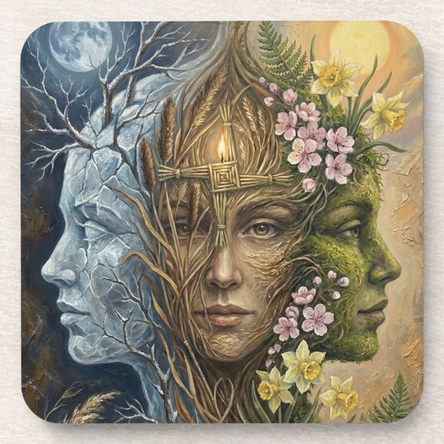Posavasos Triple Goddess Winter to Spring Imbolc Fantasy Art (Frente)