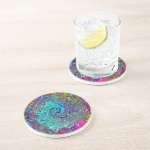 Posavasos Trippy Sky Blue Abstract Retro Liquid Swirl