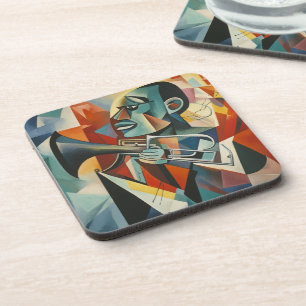 Posavasos Trompetista de Jazz Cubista Abstracto