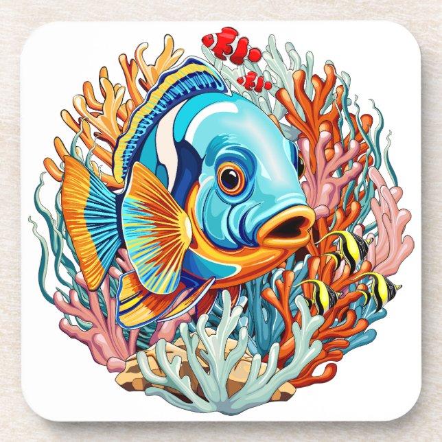Posavasos Tropical Fish Colorful Summer Vibes (Frente)