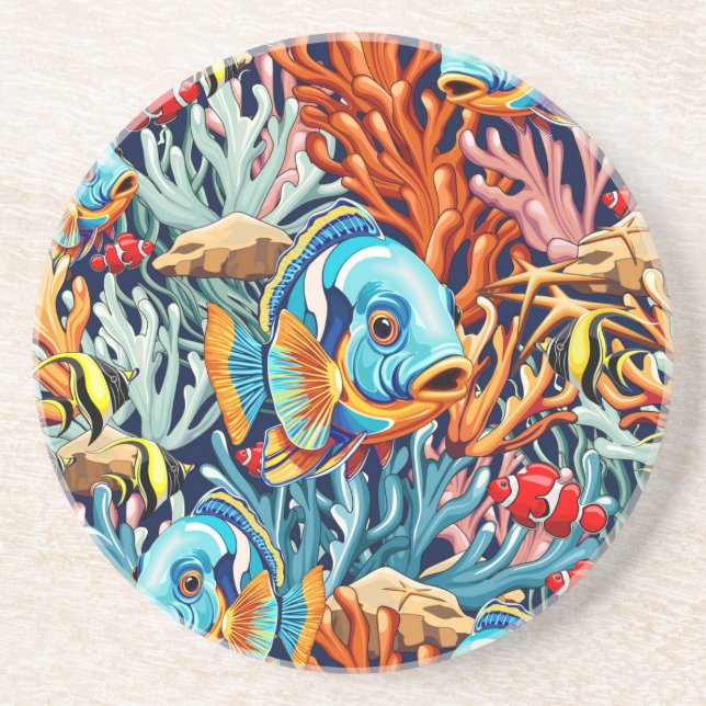 Posavasos Tropical Fish Colorful Summer Vibes (Frente)