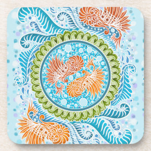 Posavasos Tropical Koi Mandala   Vibrante Ocean Zen Art