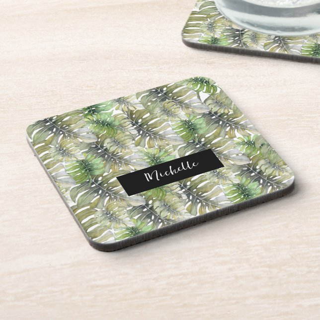 Posavasos Tropical Monstera Palma Verde (Lado Izquierdo)