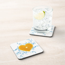 Posavasos Trozo de Naranja en forma de corazón
