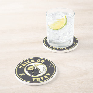 Posavasos Truco o tratar el carácter de pañal gris de Hallow