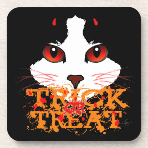 Posavasos Truco o trato de gato negro