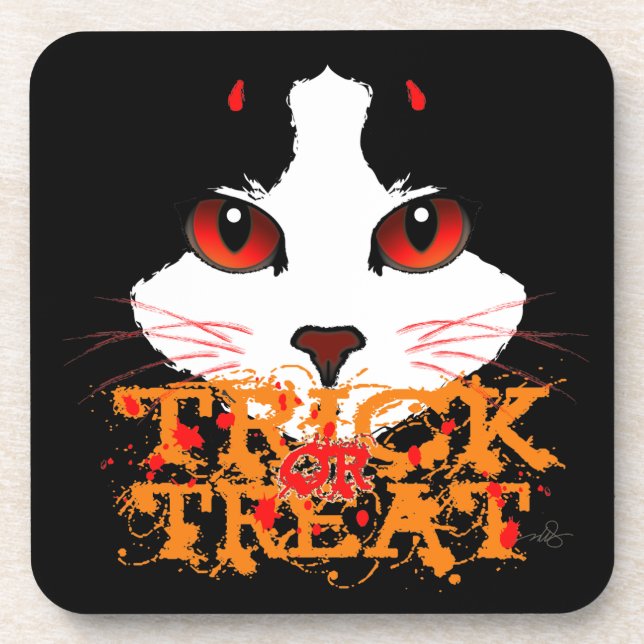 Posavasos Truco o trato de gato negro (Frente)